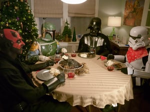 Star Wars fans celebrate Christmas.