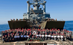 The crew of HMAS Tobruk celebrate Christmas