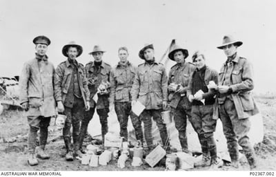 Group of 1st Australian Divisional Signal Company opening Christmas billies