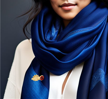 lapel pin on a scarf