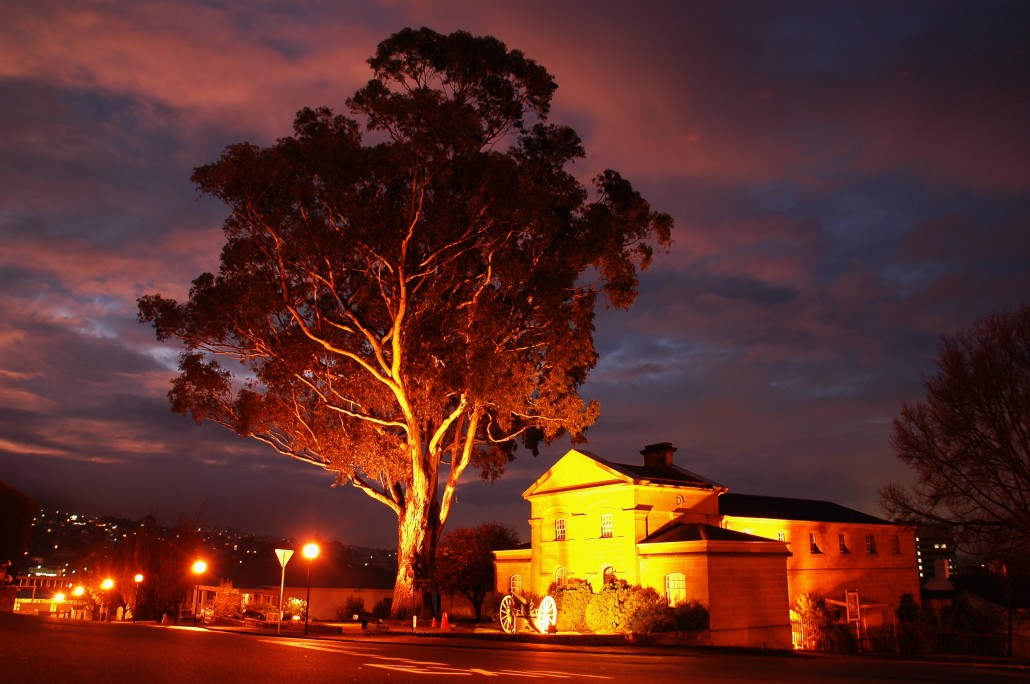 Army Museum of Tasmania at night