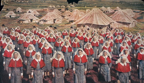 Image: Nurses of the 2/5th AGH on parade in Palestine, awaiting inspection by their matron.