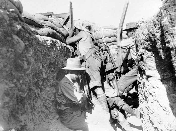 Image: A scene in the front line Anzac trenches in May 1915.