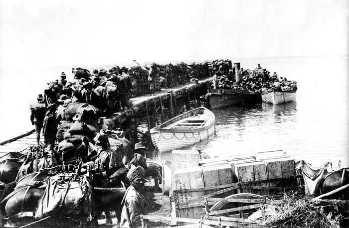 Image: Sick men leaving Gallipoli from Anzac Cove.