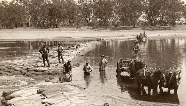 photograph of farmers in Berri, South Australia at the onset of drought in 1914
