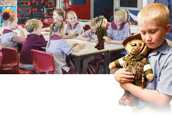 Great War uniformed bears donated to primary schools to boost children's learning.