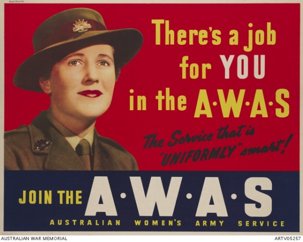 Poster for the Australian Women’s Army Service (AWAS)